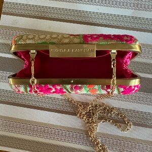 Vibrant Pink and Gold Clutch by Amrita & Kanchan